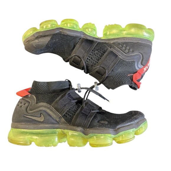 Nike Air‎ Vapormax Shoes Men US 8.5 Flyknit Black Volt Green Rare AH6834-007 - Picture 1 of 8